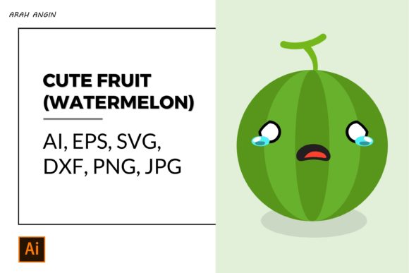 Cute Fruits - Watermelon #25 Gráfico Ilustraciones Imprimibles Por studioarahangin