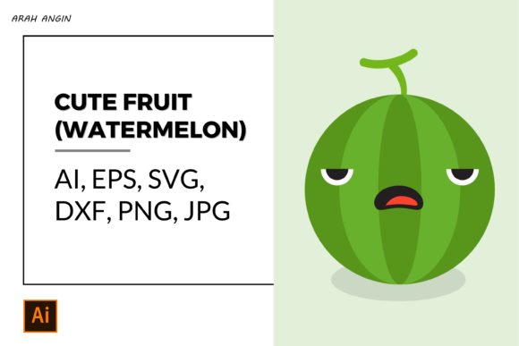 Cute Fruits - Watermelon #27 Gráfico Ilustraciones Imprimibles Por studioarahangin