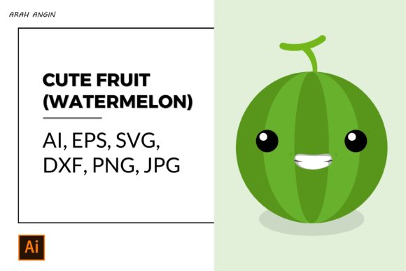 Cute Fruits - Watermelon #3 Gráfico Ilustraciones Imprimibles Por studioarahangin