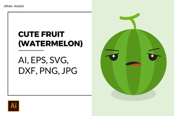 Cute Fruits - Watermelon #32 Gráfico Ilustraciones Imprimibles Por studioarahangin