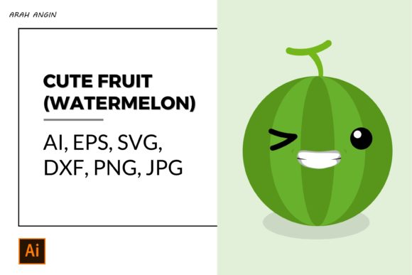 Cute Fruits - Watermelon #6 Gráfico Ilustraciones Imprimibles Por studioarahangin