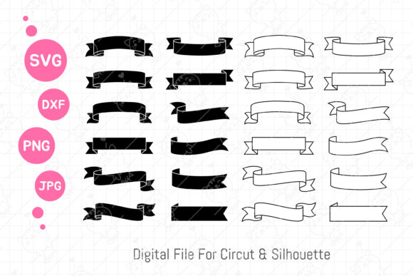 Ribbon Banner Frame Template SVG Gráfico Ilustrações para Impressão Por FoxGrafy