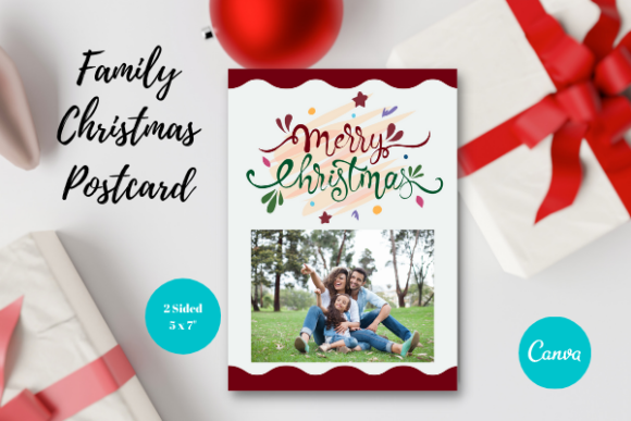 Christmas Card Template, Canva, FAM1 Graphic Print Templates By Dragonfly Printables