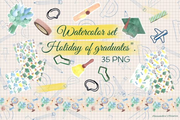Set Illustration "Holiday of Graduates" Graphic Illustrations By art.dots.alex