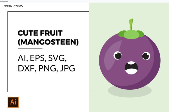 Cute Fruits - Mangosteen #29 Gráfico Ilustraciones Imprimibles Por studioarahangin