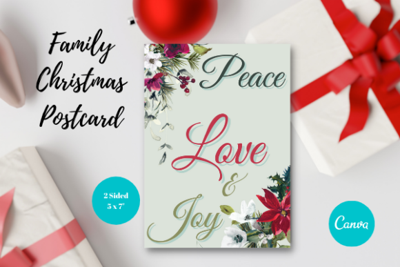 Christmas Card Template, Canva, FAM5 Graphic Print Templates By Dragonfly Printables