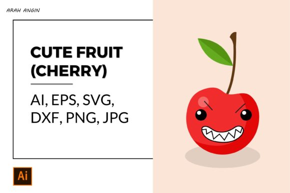 Cute Fruits - Cherry #4 Gráfico Ilustraciones Imprimibles Por studioarahangin