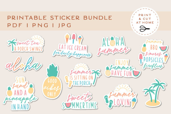 Summer Sticker Bundle | Holiday Stickers Graphic Illustrations By geminipaperie