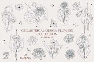 Geometrical Design Birth Month Flowers Grafik Druckbare Illustrationen Von Kirill's Workshop 1