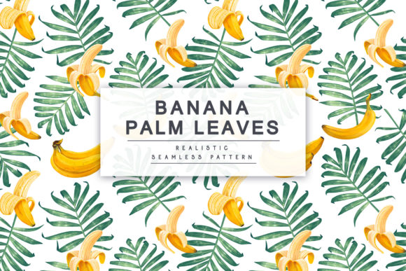 "Banana Palm Leaves" Pattern Grafica Motivi di Carta Di MPetrovskaya