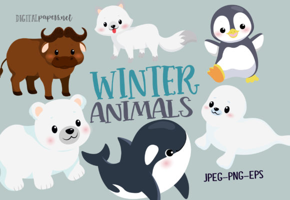 Cute Winter Animals Gráfico Ilustraciones Imprimibles Por DIPA Graphics