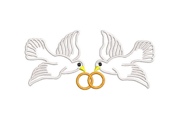 Doves with Wedding Rings Projekty Ślubne Projekt haftu Przez Embroiderypacks