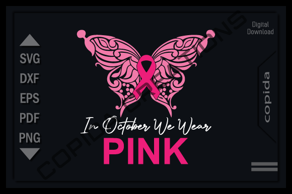 In October We Wear Pink Svg Cutting File Gráfico Manualidades Por Copida