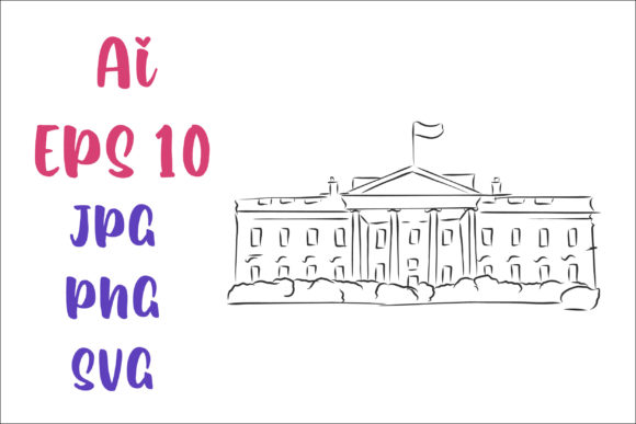 White House Vector Sketch Gráfico Ilustraciones Imprimibles Por elalalala
