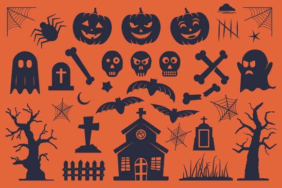 A Set of Halloween Silhouettes Graphic Crafts By svitch and sober