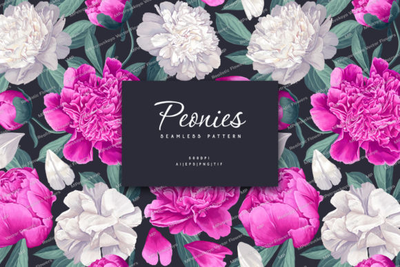 "Peonies" Seamless Pattern Graphic Patterns By MPetrovskaya