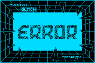 MultiType Glitch Error Display Font By cyanotype 1