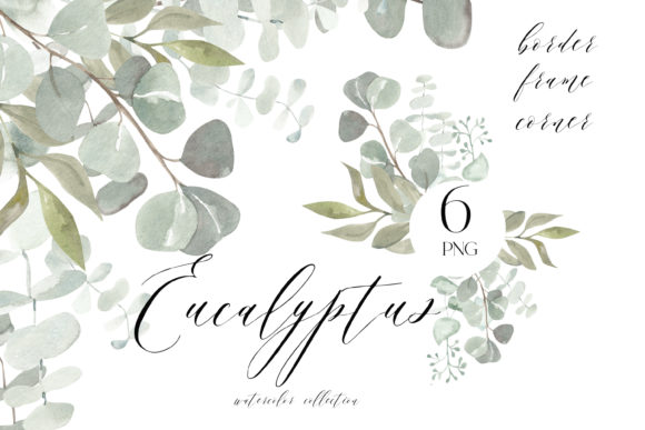 Eucalyptus Frame Png, Watercolor Leaves Graphic Illustrations By GingerNatyArt
