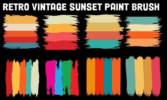 Retro Vintage Sunset Paint Brush Graphic Print Templates By raqibul_graphics