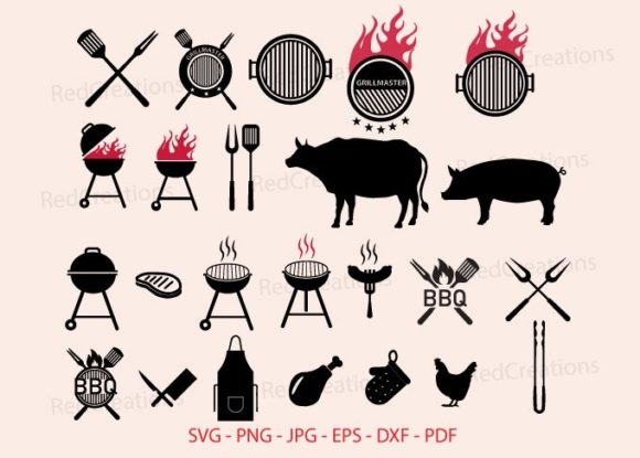 BBQ SVG Bundle, Grill, Barbecue, Meat Gráfico Artesanato Por RedCreations