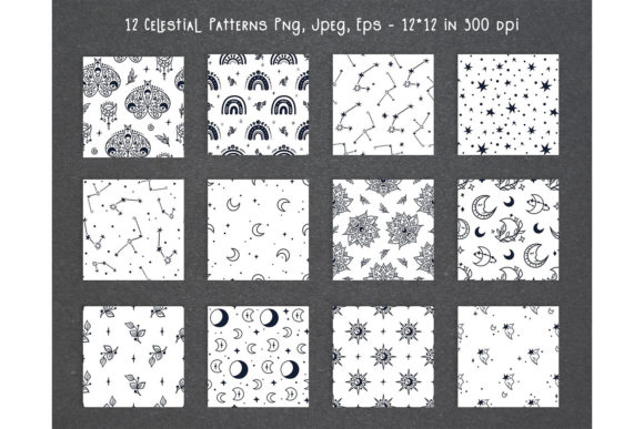 Celestial Boho Seamless Pattern Bundle Graphic Patterns By MySpaceGarden