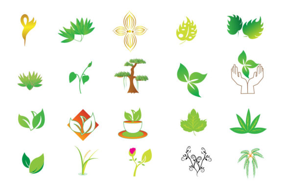 Set of Bundle Logo Leaf Icon Illustratio Graphic Logos By cavuart