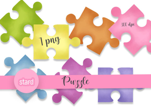 Puzzle Clipart Watercolor Graphic Illustrations By StardDesign