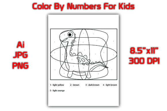 Coloring Page - Color by Numbers Dino Graphic Coloring Pages & Books Kids By Das_Design