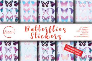 Pastel Unicorn Butterfly Sticker Sheets Graphic Crafts By Summer Digital Design 1