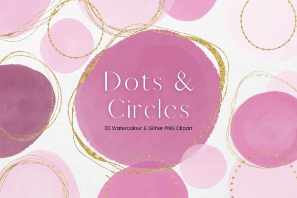 Pink Watercolour and Gold Circles Graphic Illustrations By Pixafied