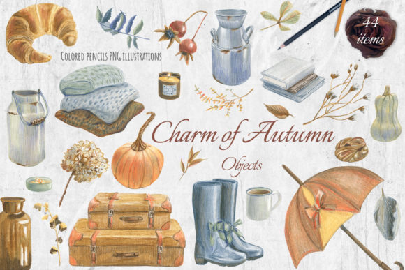 Autumn Clipart Retro Decor Graphic Objects By Art Garden