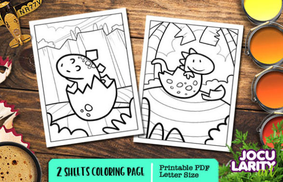 Funny Baby Dinosaurs Coloring Pages Gráfico Páginas y libros de colorear para niños Por JocularityArt