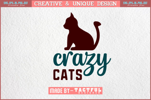 Crazy Cats T-Shirt Design Grafik Druck-Vorlagen Von Design Craft