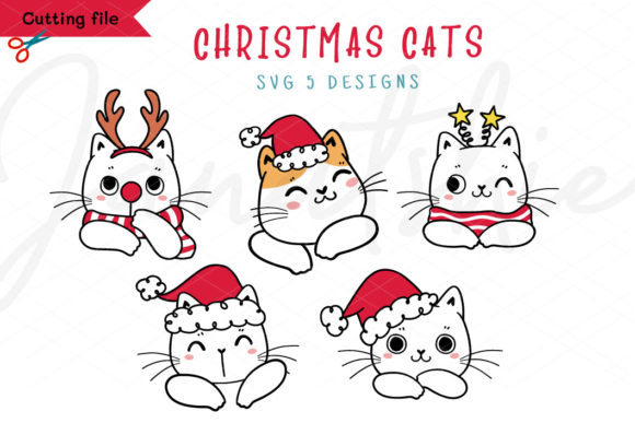Christmas Cat Svg Christmas Cat Clipart Graphic Crafts By Janatshie