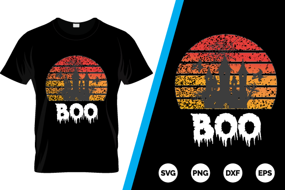 Halloween T-shirt, Boo Gráfico Modelos de Impressão Por Designcreationclub