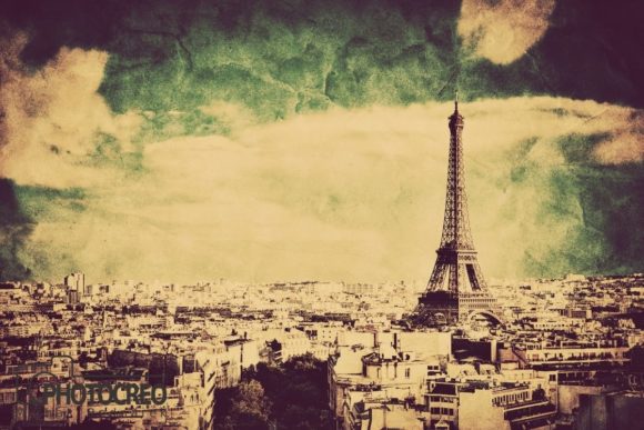 Vintage View of the Eiffel Tower Graphic Architecture By photocreo