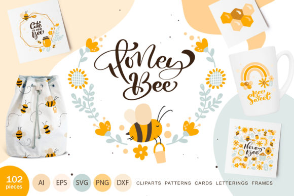Honey Bee Graphic Objects By Happy Letters