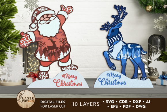 Multilayer Christmas Laser Cut Files Grafik 3D SVG Von LaserCutano