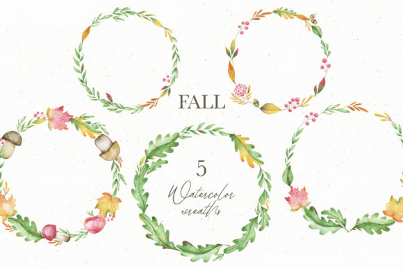 Watercolor Fall Wreath Graphic Illustrations By Orange Peafowl Art