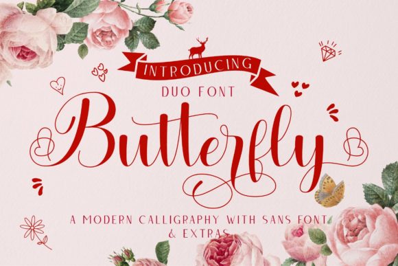 Butterfly Duo Skript-Schriftarten Schriftart Von Juncreative