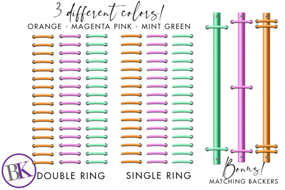 Digital Binder Rings Multicolor Set 2 Graphic Illustrations By BK Thompson Designs