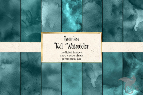 Seamless Teal Watercolor Textures Graphic Textures By Digital Curio