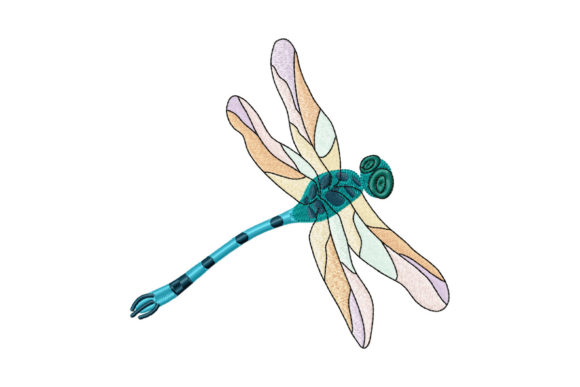 Dragonfly with Rainbow Wings Bugs & Insects Embroidery Design By EmbArt