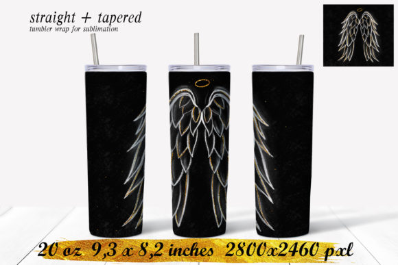 Angel Tumbler, Angel Wings Sublimation Graphic Illustrations By daryaboska