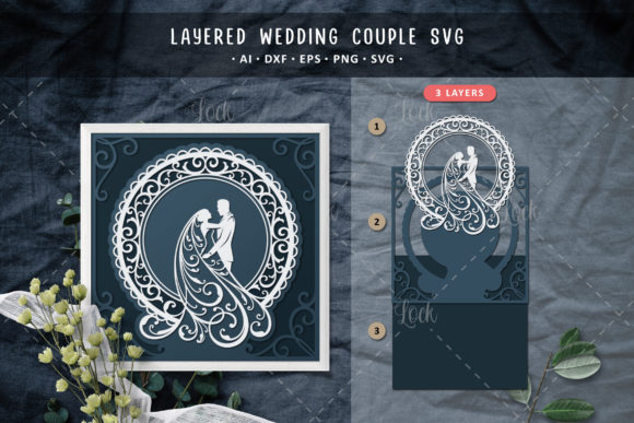 Layered Wedding Couple Invitation Svg Graphic Crafts By AllmoStudio