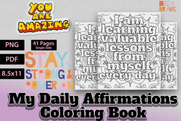 Affirmations Adult Coloring Book Graphic KDP Interiors By MiaPrintus