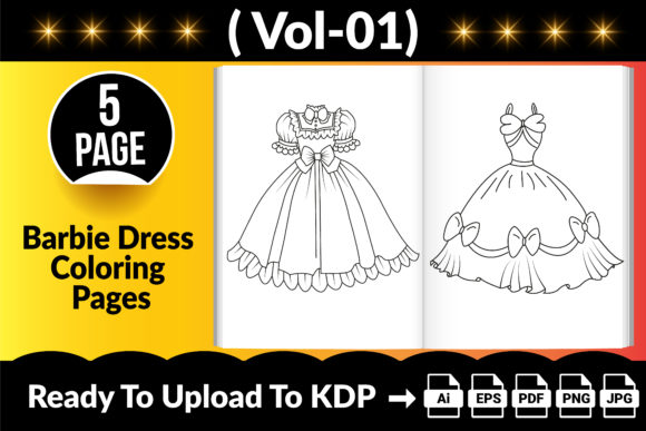 Barbie Fashion Dress Coloring Page V.1 Graphic KDP Interiors By Md Abu Saeid