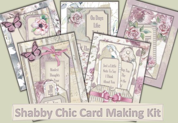 Shabby Chic Card Making Kit. 5 Cards Illustration Artisanat Par The Paper Princess