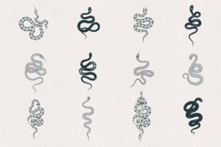 Hand Drawn Floral & Celestial Snake Set Graphic Illustrations By Kirill's Workshop 3