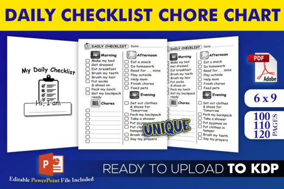Daily Checklist Chore Chart KDP Interior Graphic KDP Interiors By Beast Designer